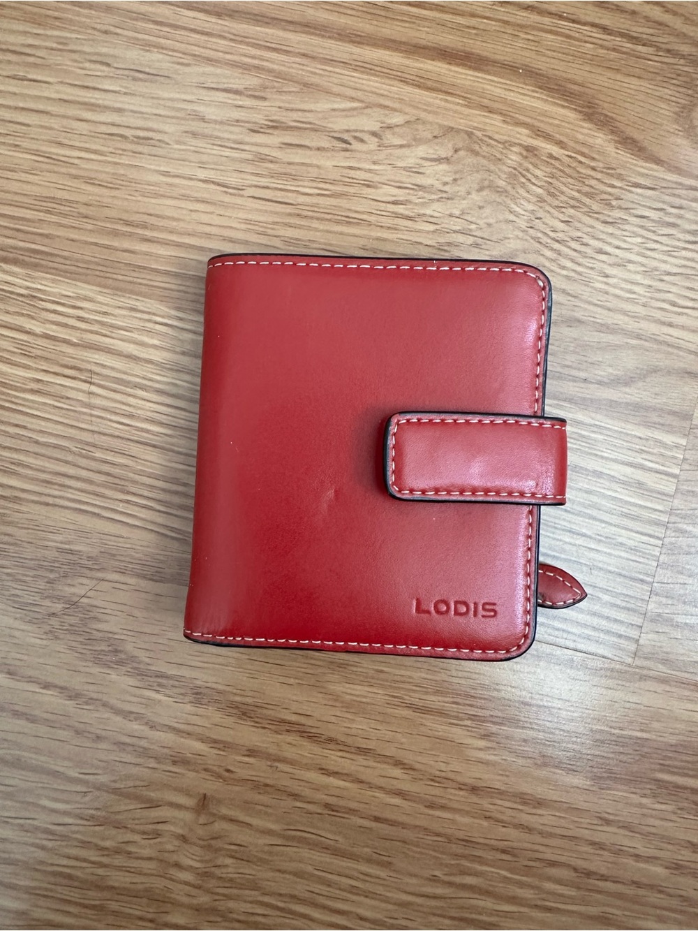 Lodis Red Leather Snap Card Wallet
